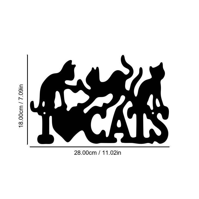 Abstract iron wall hanging with black layered dog silhouettes and “DOGS” shape