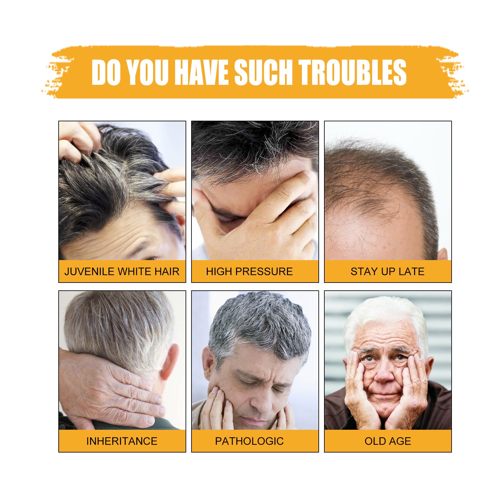 Shampoo bar troubleshooting chart showing causes of grey or white hair