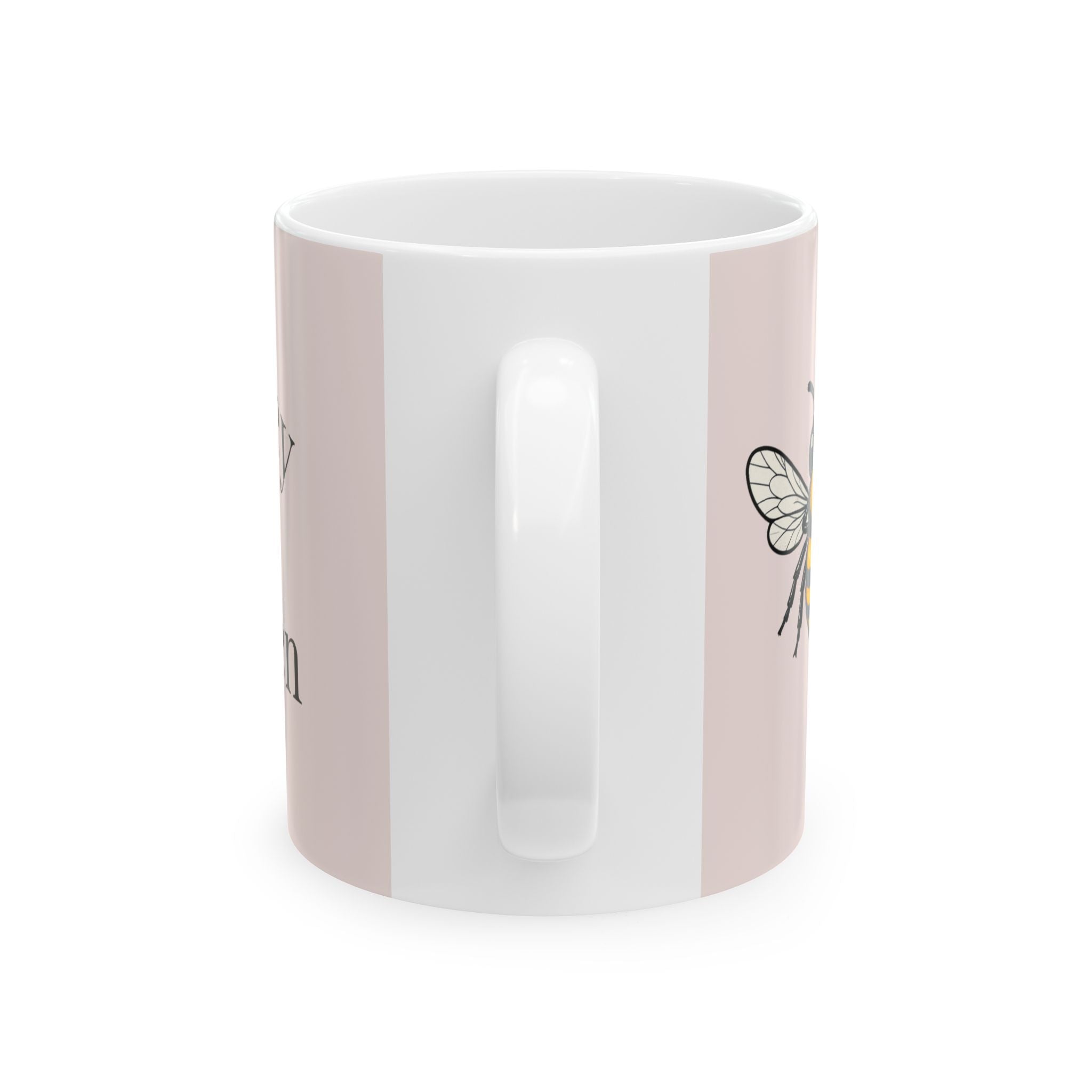 Light pink mug with white interior and vertical grip detail