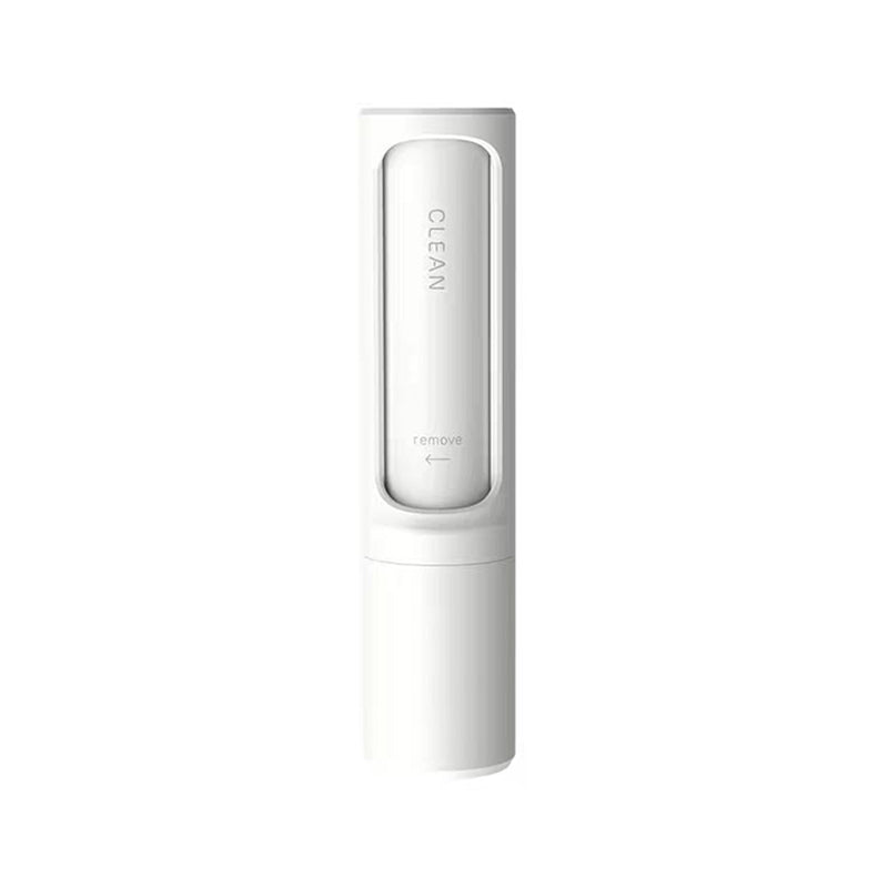 White self-cleaning pet hair remover brush with textured roller head