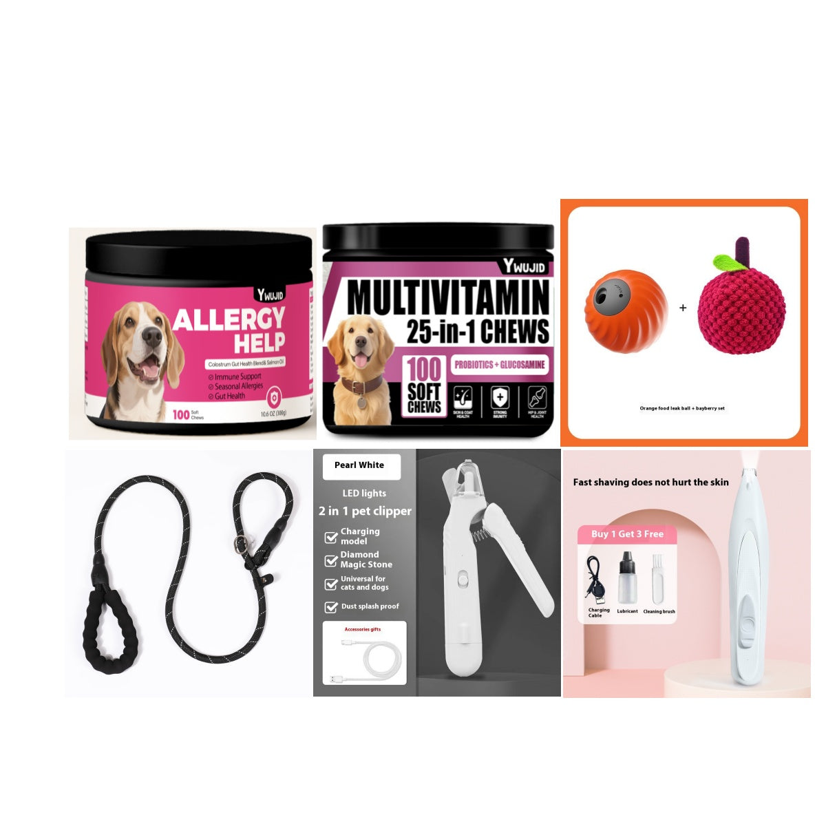 Pet nail clipper and grinder kit with LED, plus pink treat jar and included accessories