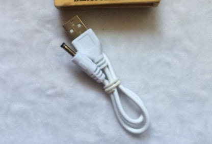 USB charging cable with white connector and metal USB plug