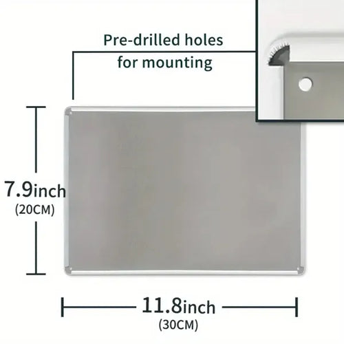 Metal sign back panel with pre-drilled mounting holes and size markings