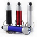 Set of three mini aluminum LED keychain flashlights: black, red, and silver