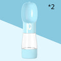 Blue 2-in-1 portable pet water and food dispenser bottle with handle