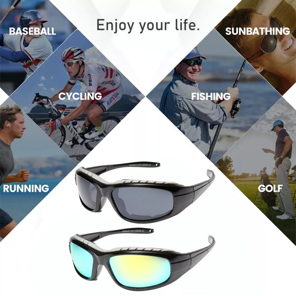 Motorcycle riding glasses with gray frames and dark and teal mirrored lenses