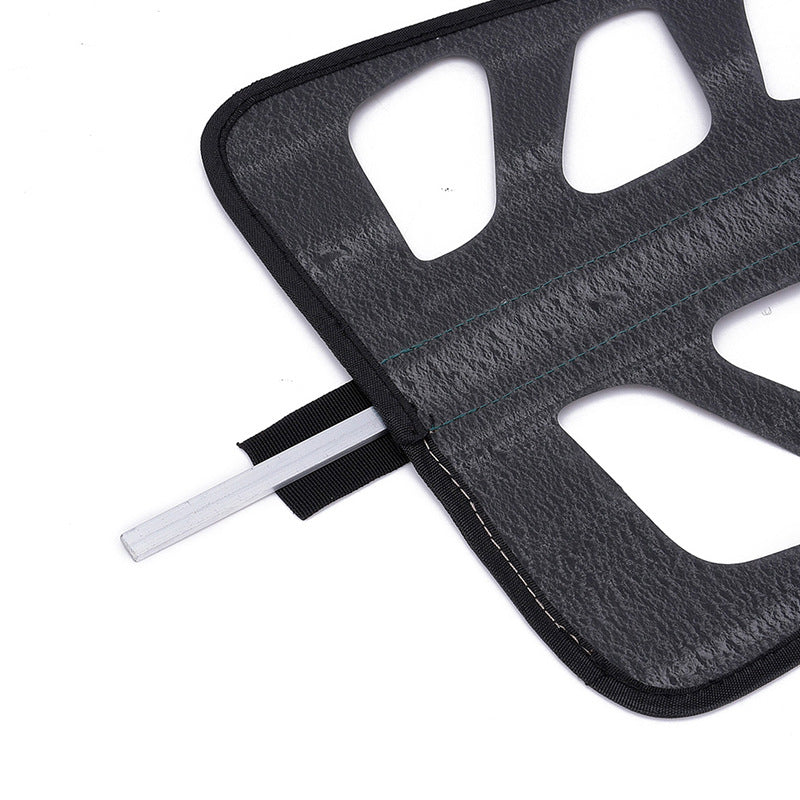 Black webbing strap with buckle loop and stitched leather-style cover
