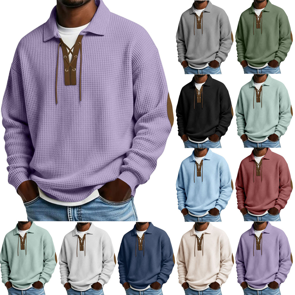 Oversized cardigan sweatshirt, assorted colors, stand collar with lace-up detail