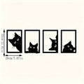 Black cat metal wall art set, four square black frames with cat silhouettes