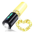 Black rechargeable camping string light with flashlight head and warm LED string