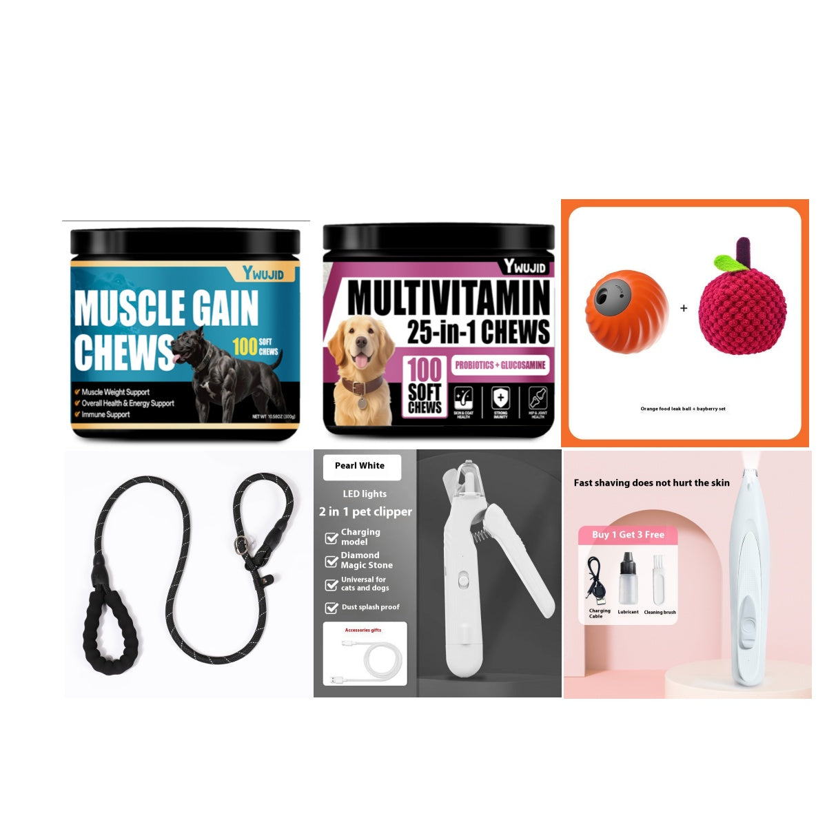 Pet nail clipper and grinder kit with LED, plus blue treat jar and included accessories