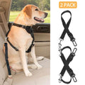 Black adjustable dog seat belt leash harness with metal clips and buckles, 2-pack