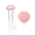 Pet food can spoon and lid opener with paw-shaped handle and pink silicone lid