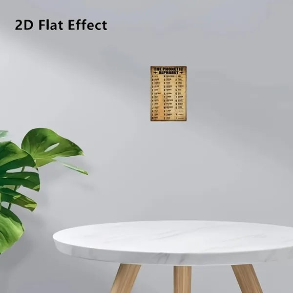 Small wooden wall plaque featuring The Phonetic Alphabet letter and code chart