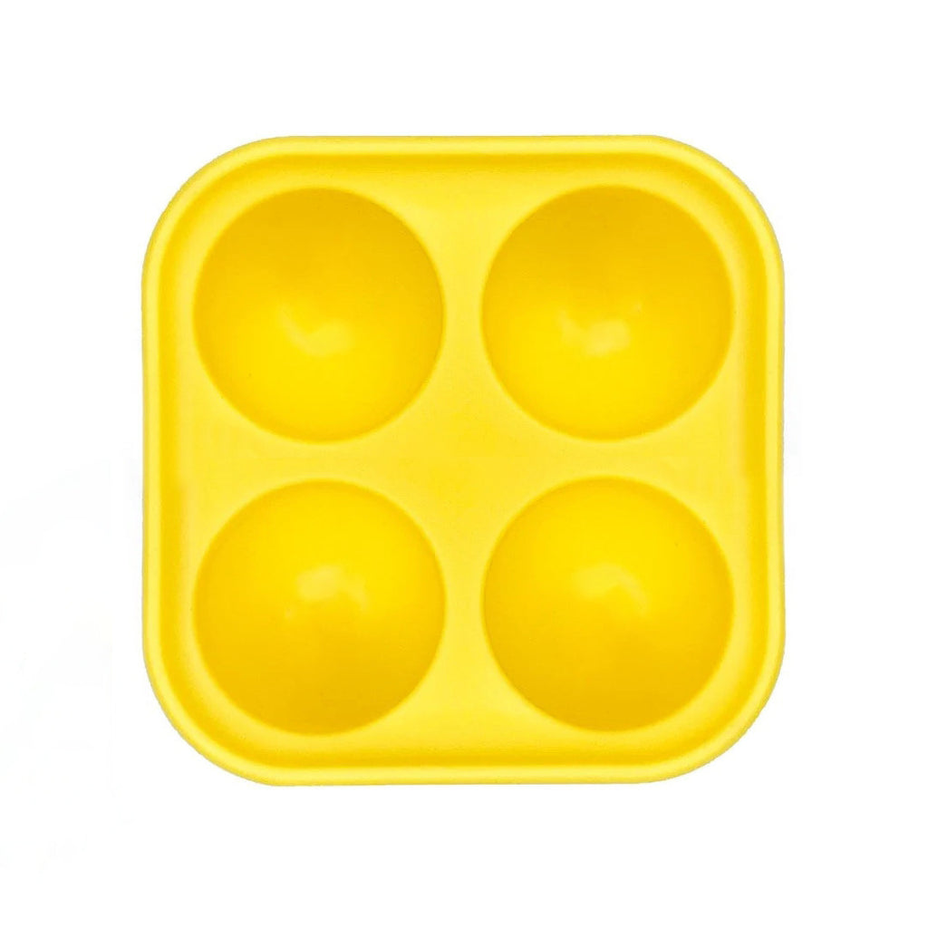 Yellow silicone slow feeder tray with four round feeding wells