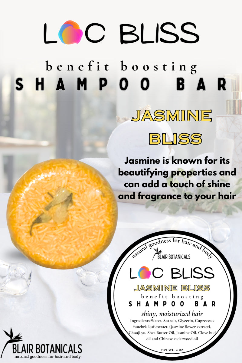 Jasmine-scented solid shampoo bar, round orange-gold with textured surface