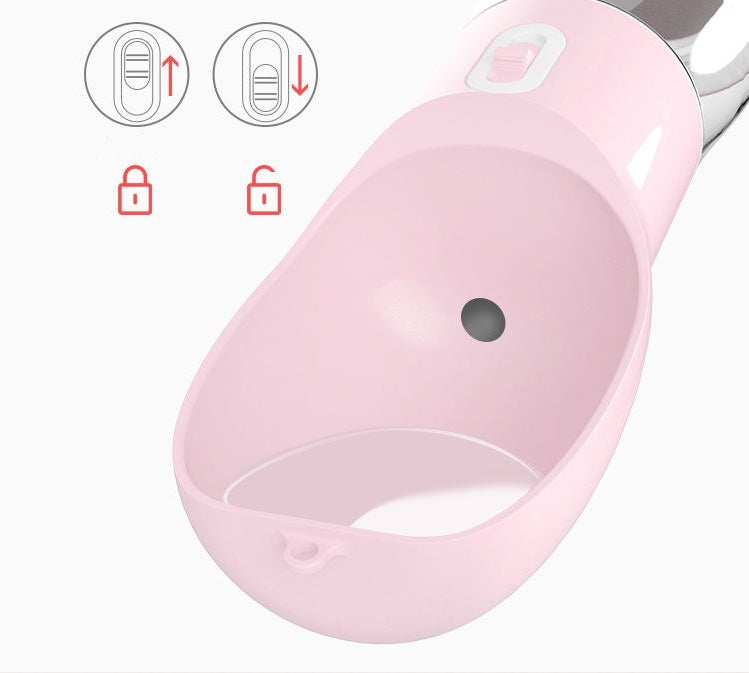 2-in-1 portable pet water and food dispenser pink detachable feeding cup base
