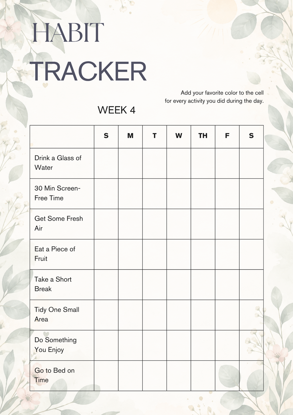 Daily Wellness & Movement Tracker – 8 Weeks | Printable PDF