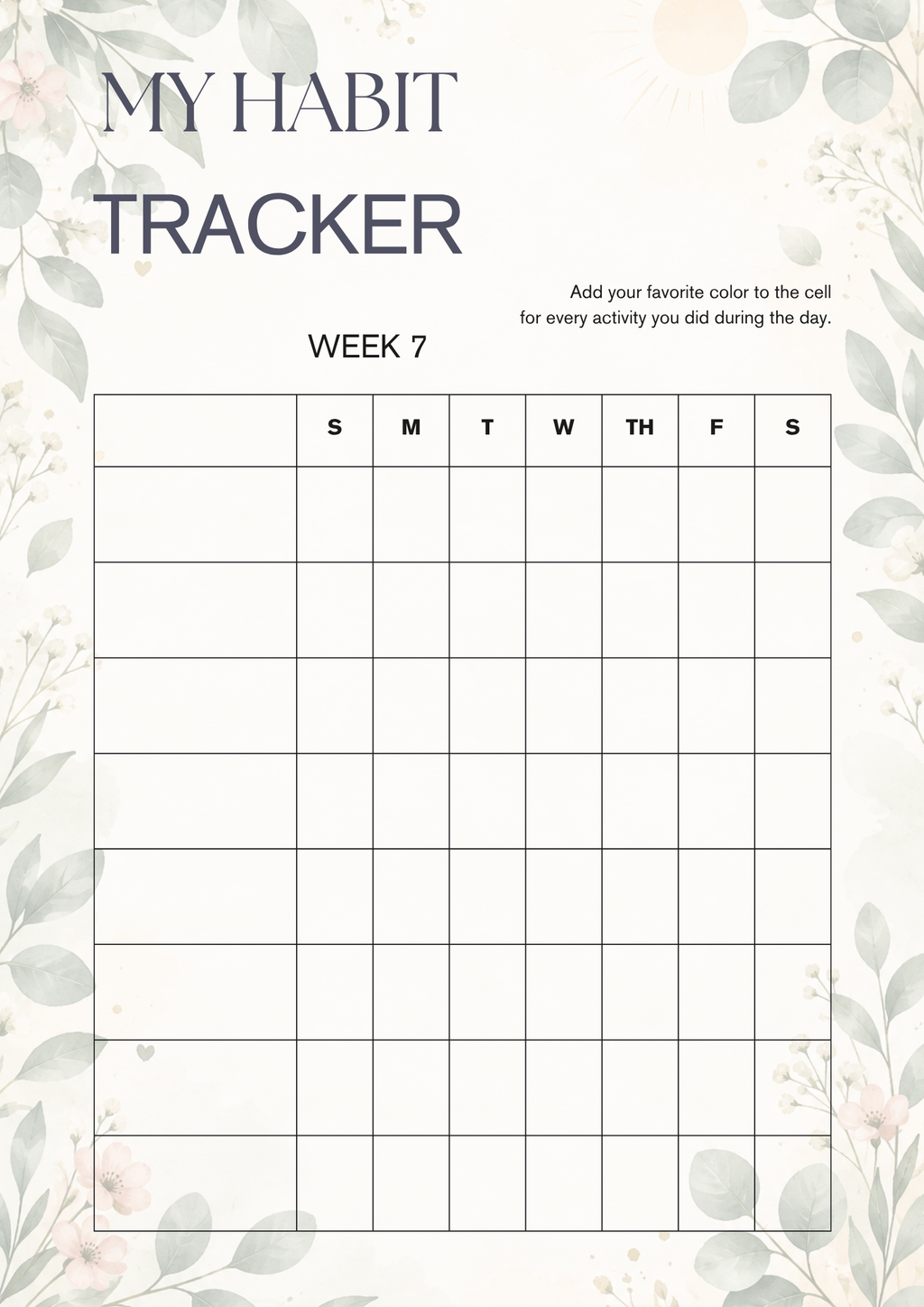 Daily Wellness & Movement Tracker – 8 Weeks | Printable PDF