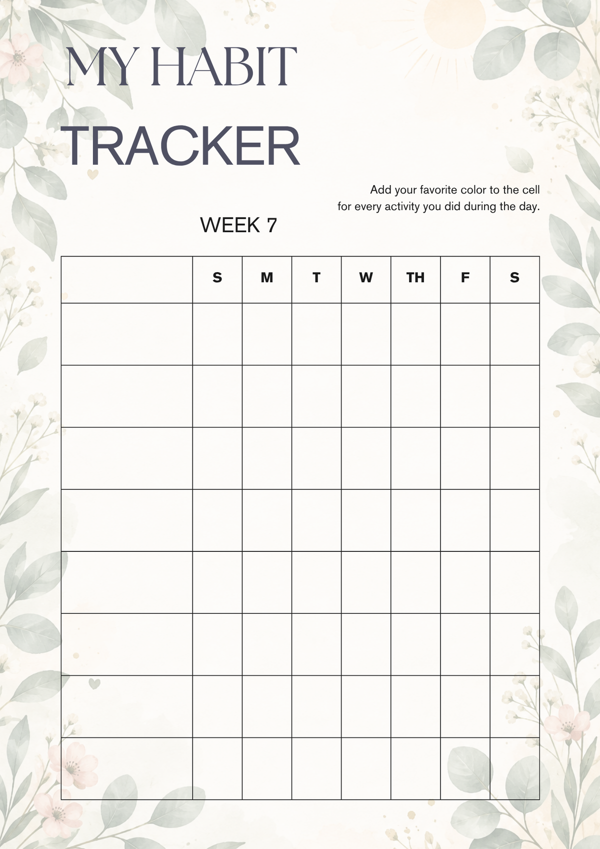 Daily Wellness & Movement Tracker – 8 Weeks | Printable PDF