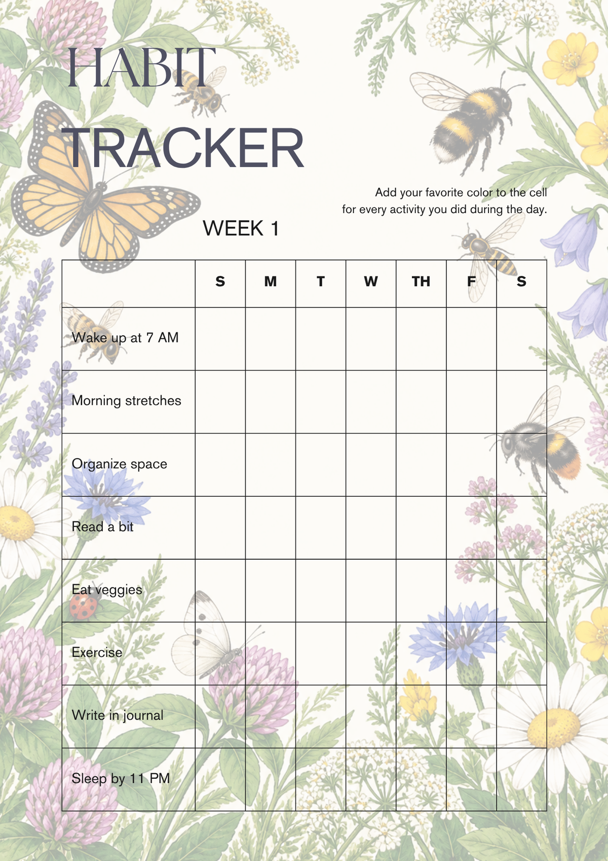 Habit & Movement Tracker – 8 Weeks | Printable PDF