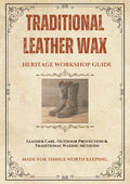 Leather wax handbook cover titled Traditional Leather Wax, heritage workshop guide