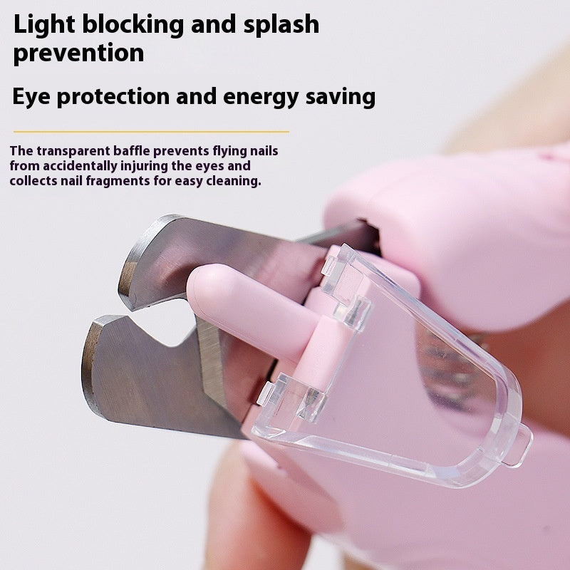 Pink 2-in-1 pet nail clipper and grinder with clear guard and transparent sanding drum