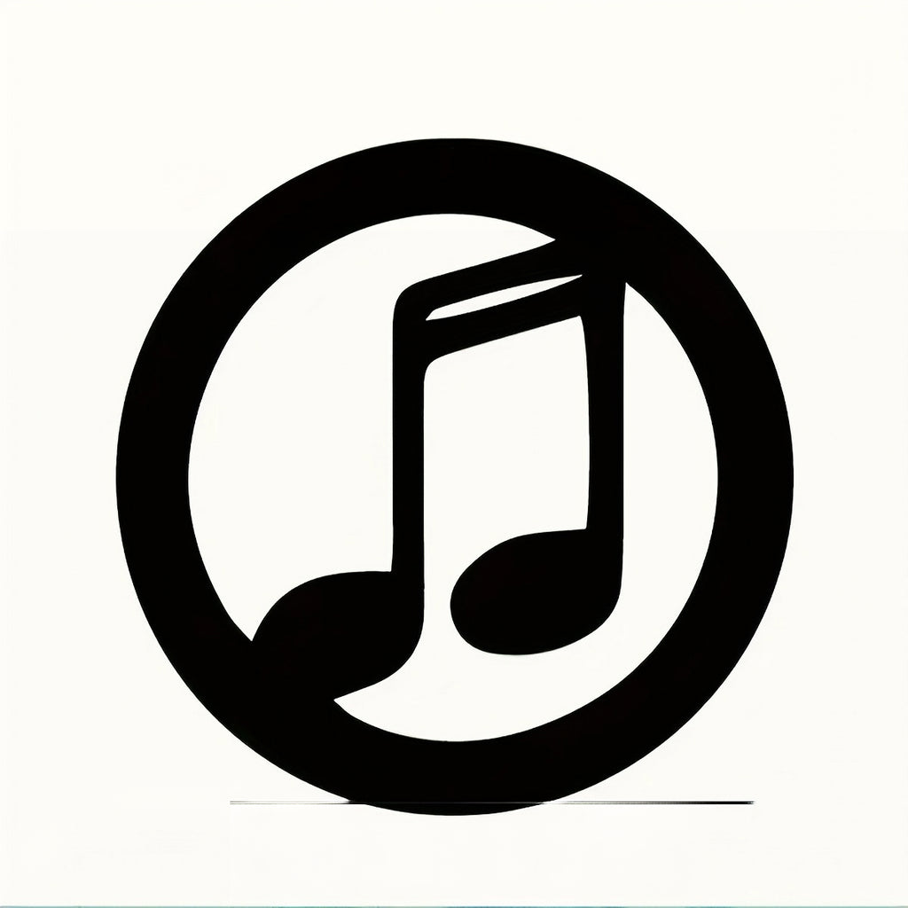 Round wooden wall plaque with piano-key music note icon in a black ring