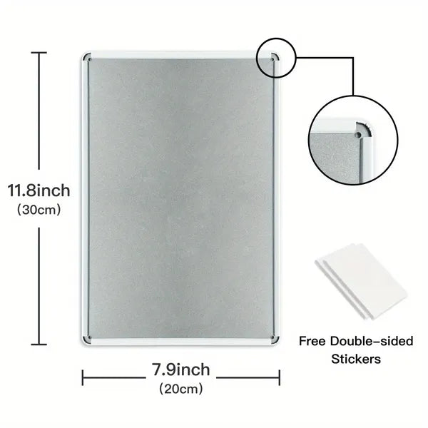 Metal sign dimensions: 11.8 in x 7.9 in, rounded corners, double-sided sticker pads
