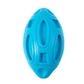 Blue rubber dog rugby ball toy with squeaker