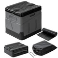 Grey foldable portable toilet with vented lid and integrated carrying handle