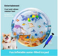Inflatable water cooling bed with round shark ice pad and attached blue air pump