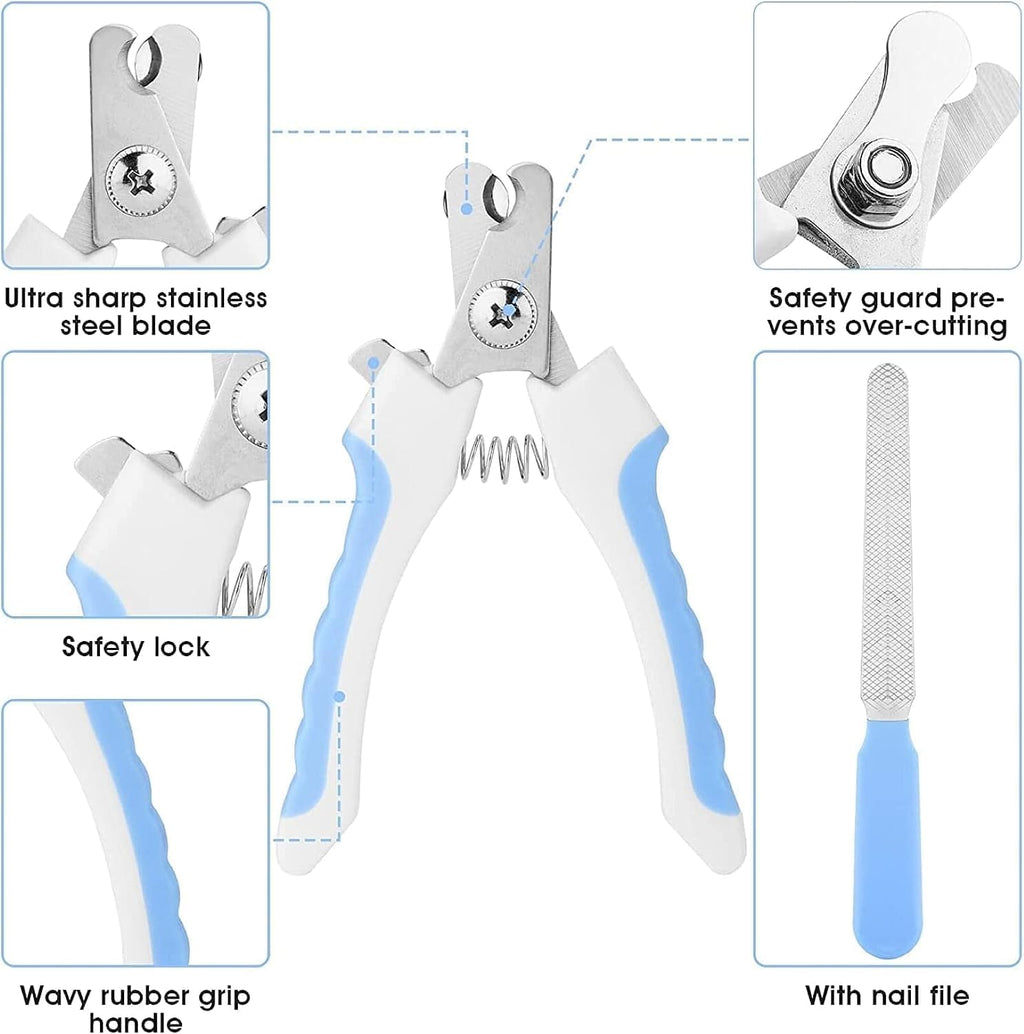 Nail clippers with safety guard, wavy grip, and nail file