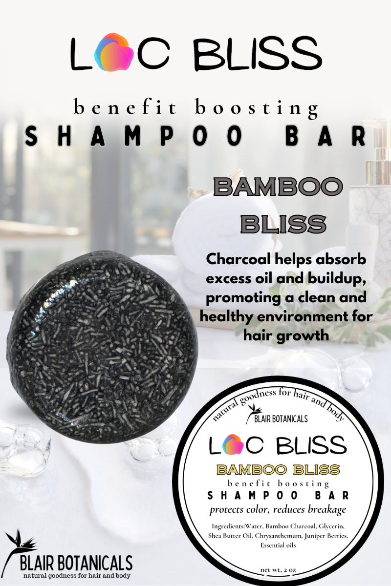 Bamboo charcoal solid shampoo bar, round dark charcoal with speckled texture