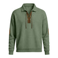 Men's oversized knit sweatshirt, army green collared hood with drawstrings