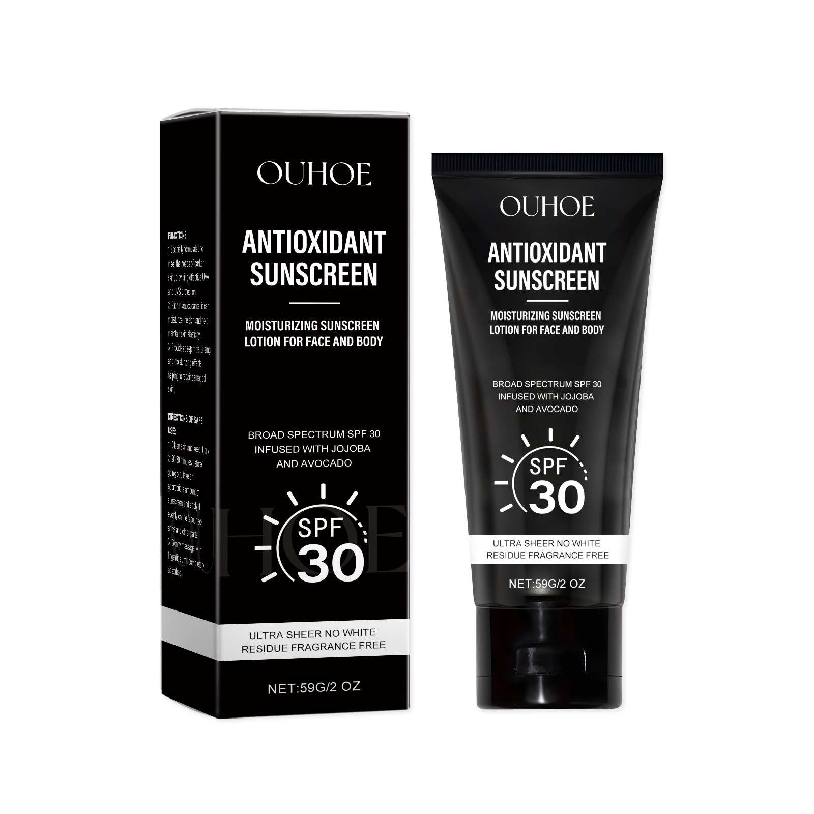 Antioxidant sunscreen SPF 30 lotion tube with matching box, net 59g