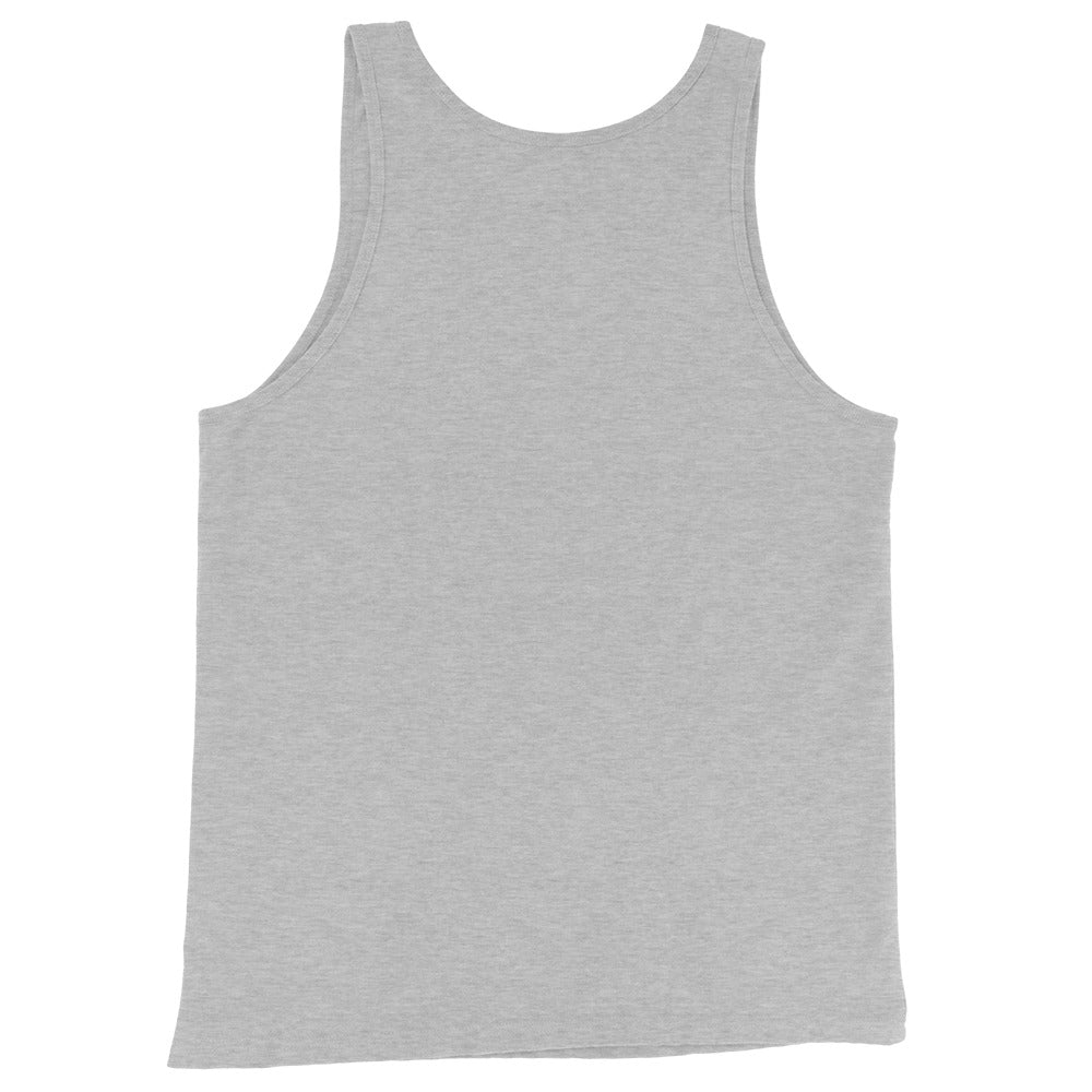 Athletic heather gray tank top with crew neck and sleeveless design