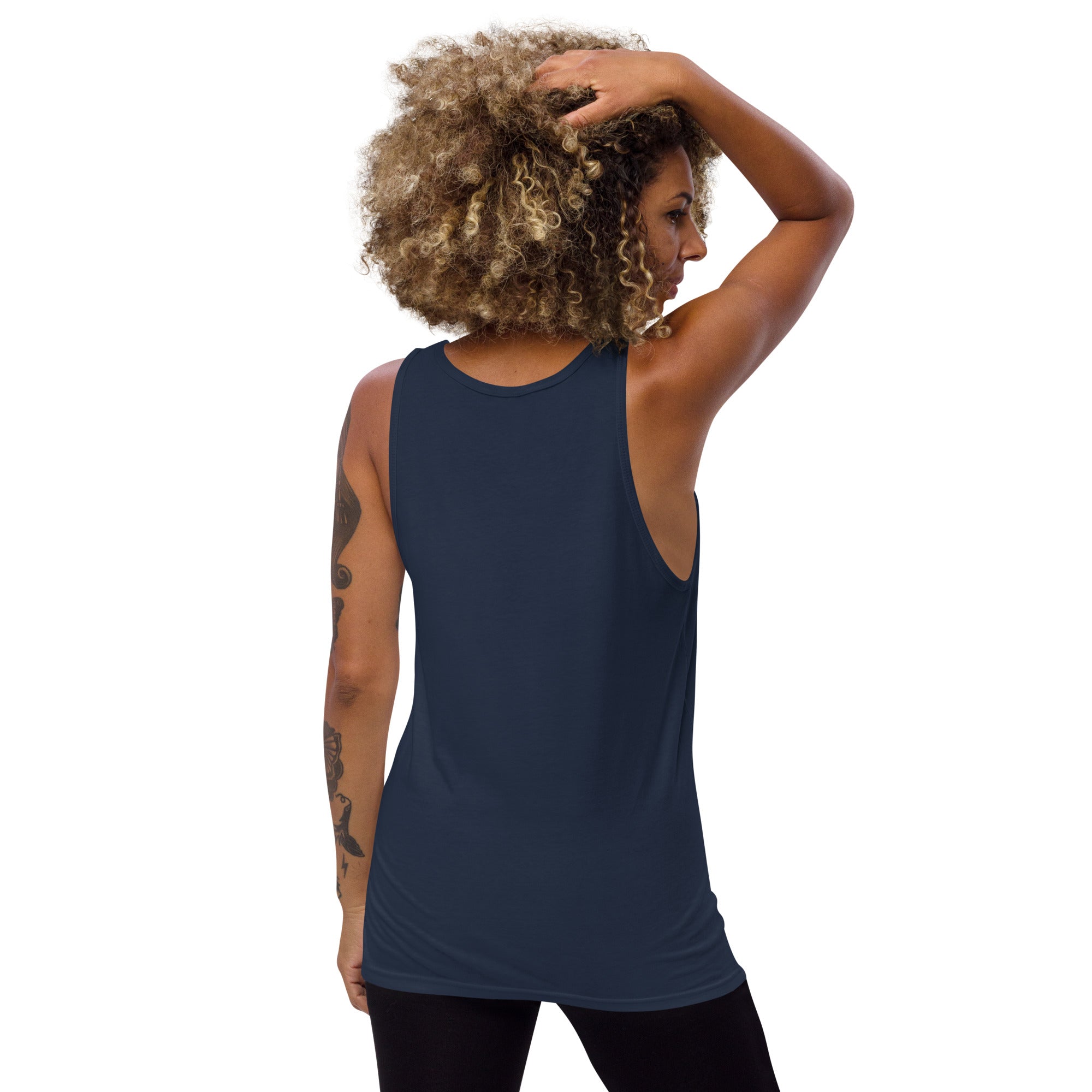 Navy sleeveless tank top with round neck