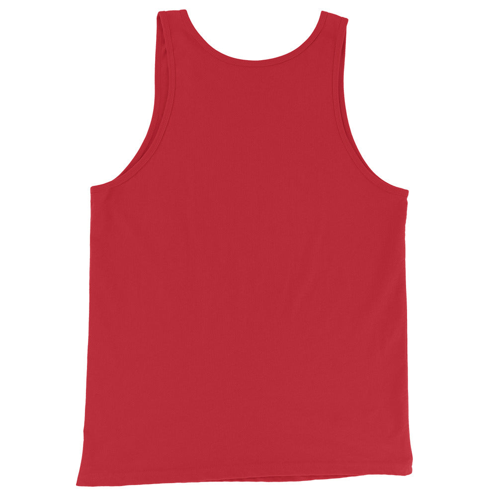 American Bee tank top in red with scoop neck, no visible graphic