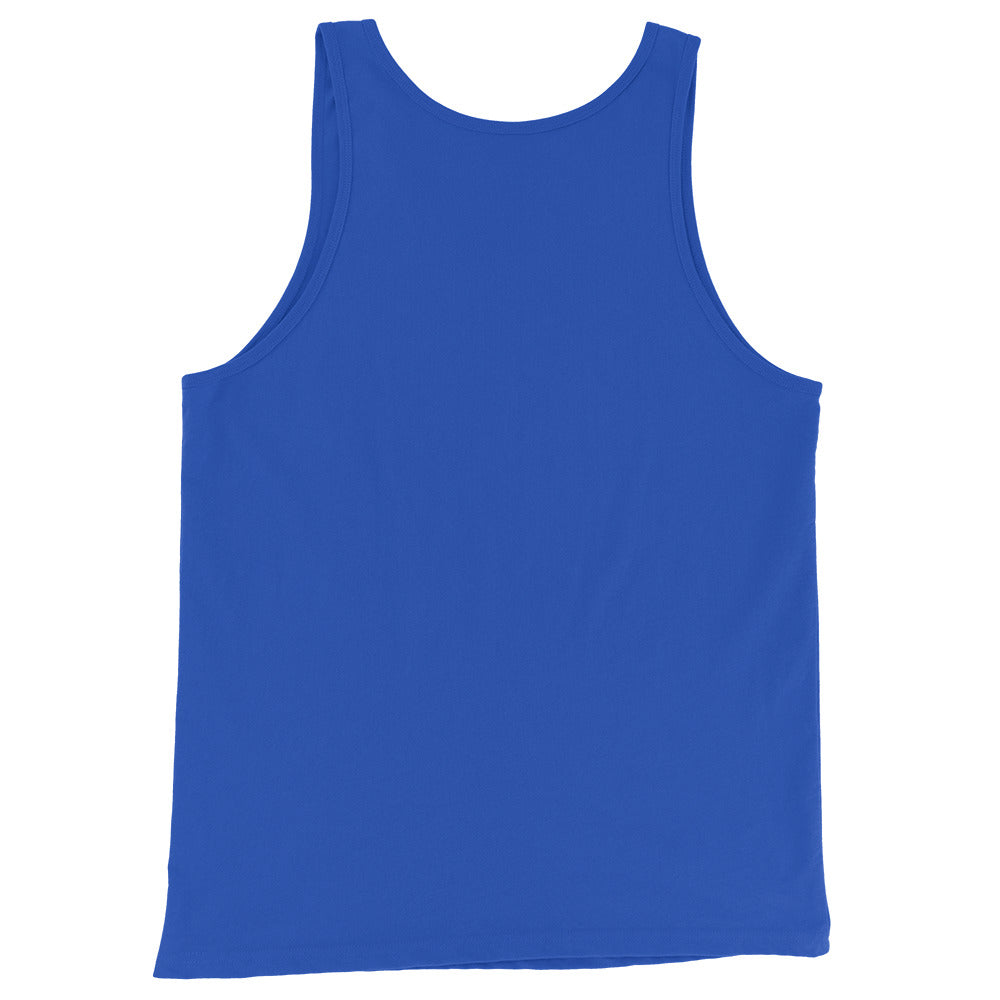 Royal blue tank top with crew neck and sleeveless cut