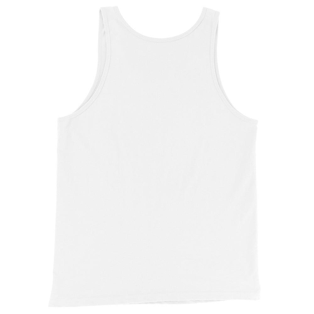 White tank top with crew neck and sleeveless cut