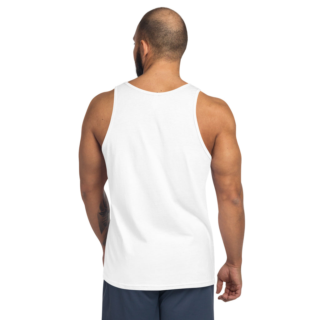 American Bee tank top, white, racerback style, back view