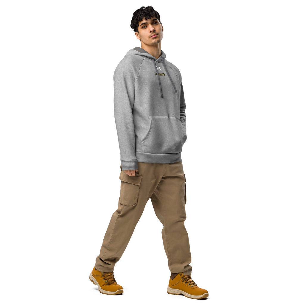 Under Armour grey pullover hoodie with front logo and drawstring hood
