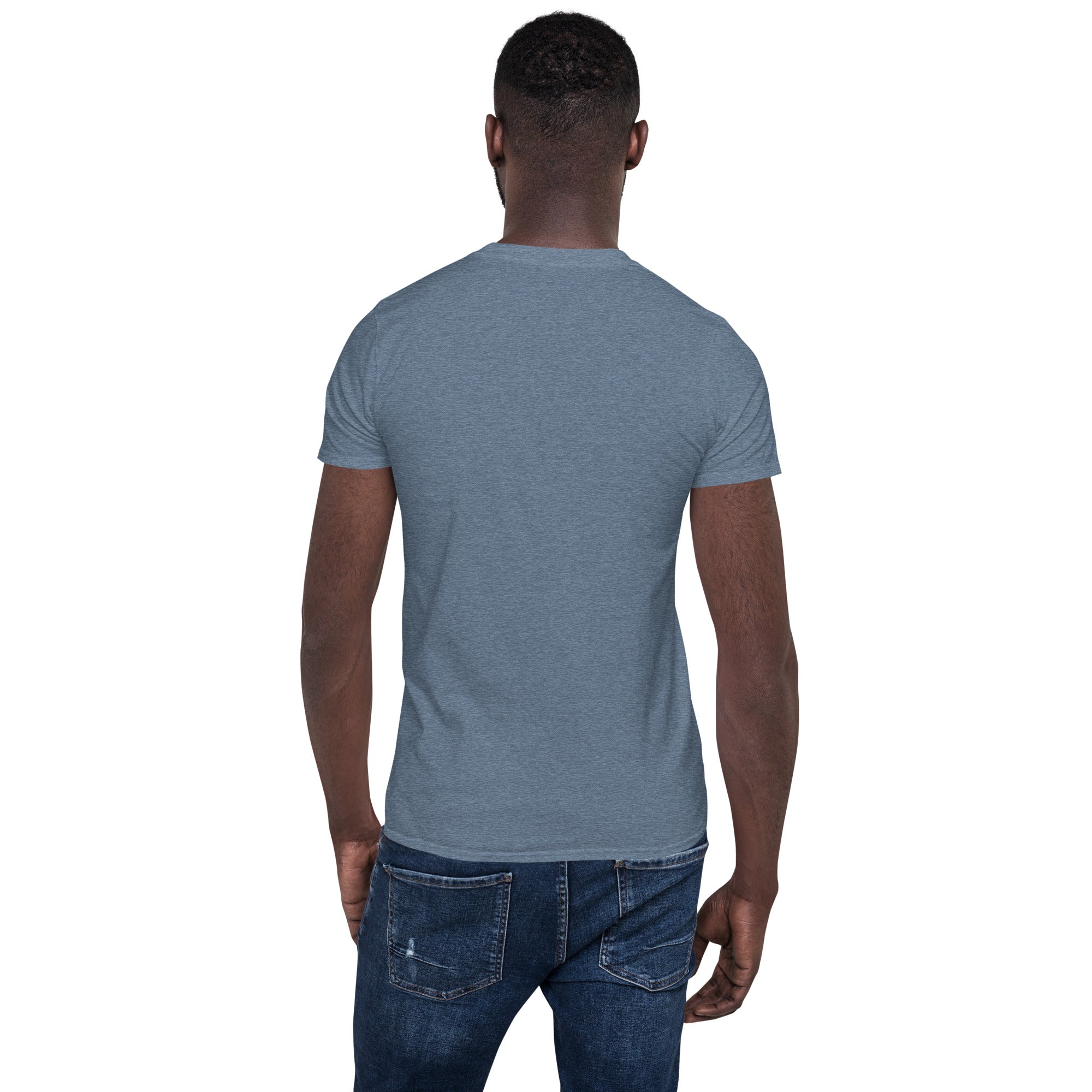 Short-sleeve unisex T-shirt, muted blue back view