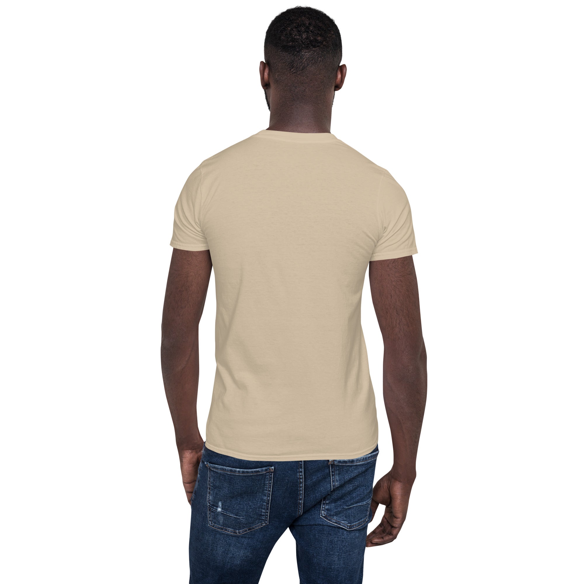 Short-sleeve unisex T-shirt, tan/beige back view