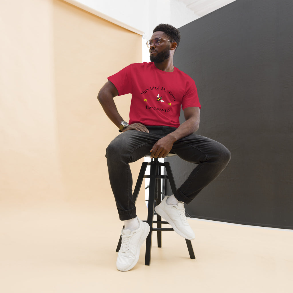 Unisex classic T-shirt in red with bee graphic across the chest