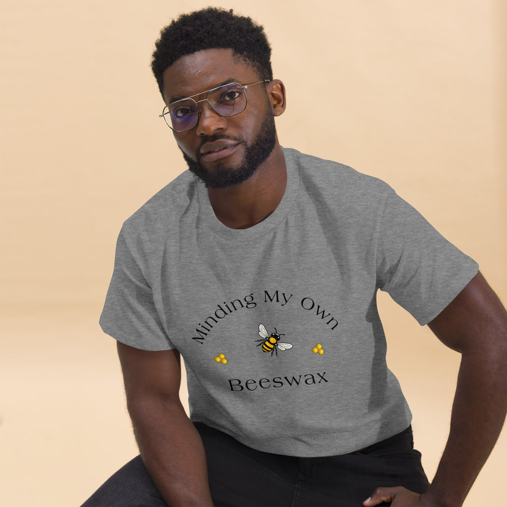 Unisex classic crewneck T-shirt in gray with bee graphic