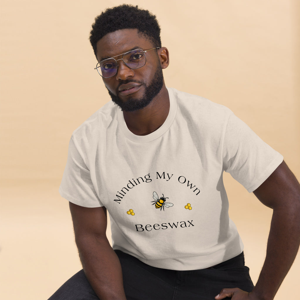 Unisex classic crewneck T-shirt in off-white with bee graphic