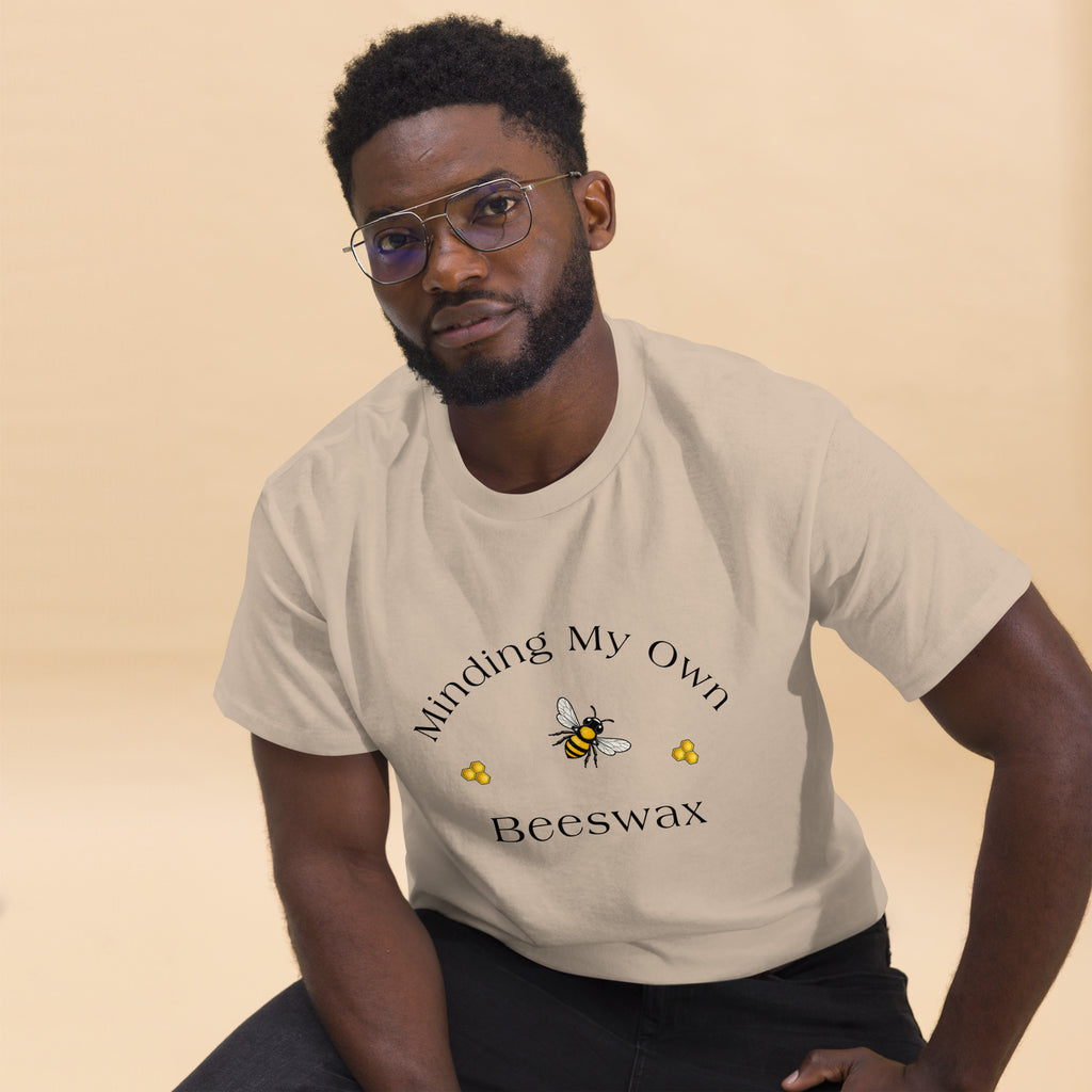 Unisex classic crewneck T-shirt in cream with bee graphic