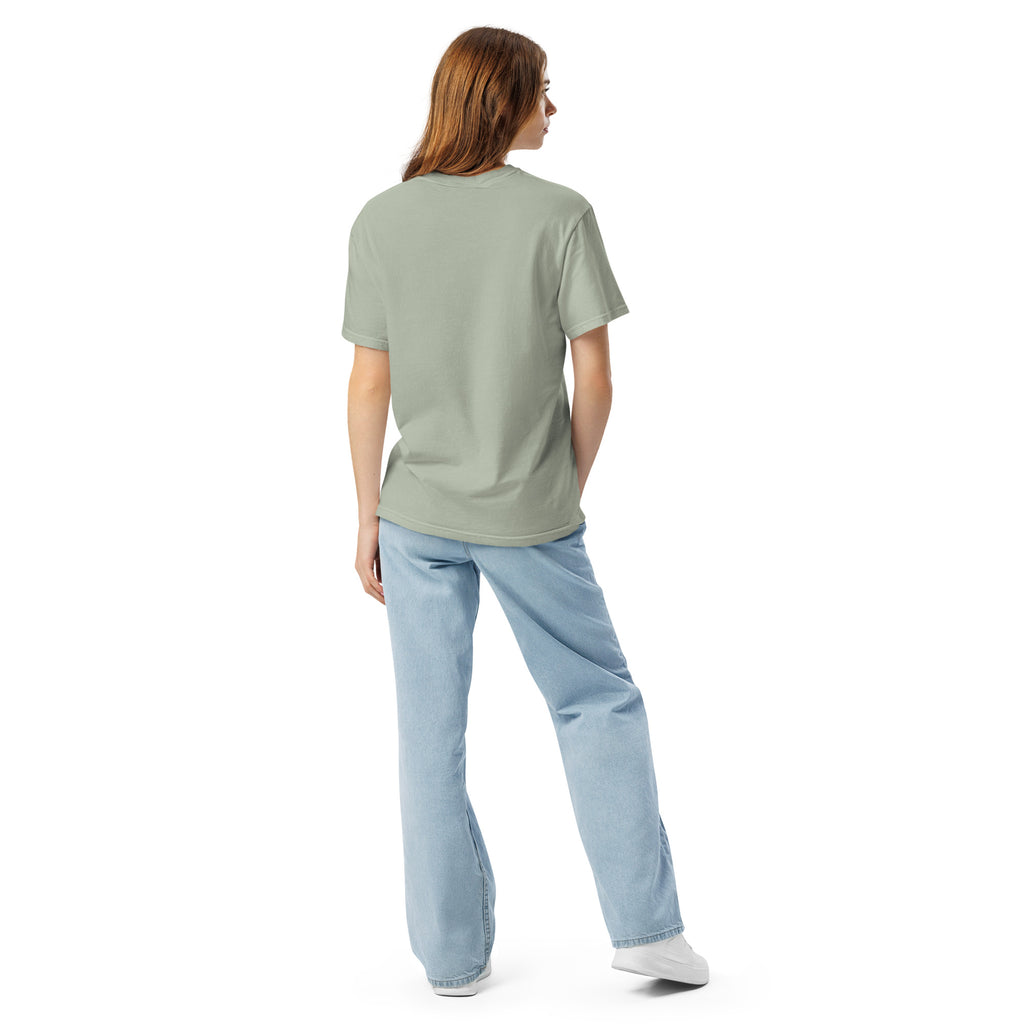 Heavyweight unisex T-shirt, sage green, back view